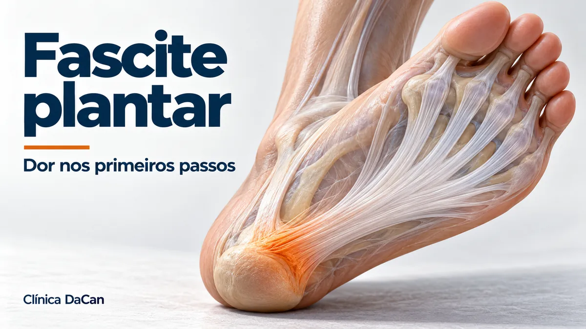 Capa ilustrativa do artigo: Fascite plantar: sintomas, causas, tratamento e cuidados para voltar a caminhar